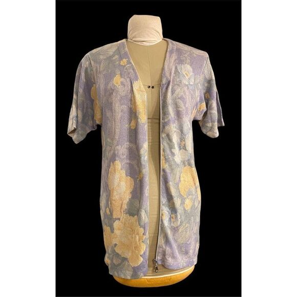 Gabriella T Linen Blend Full Zip Maximalist Cardigan Sz. S.  Made in Italy. - Picture 8 of 12